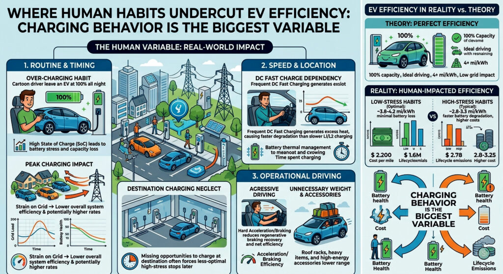 Where Human Habits Undercut EV Efficiency